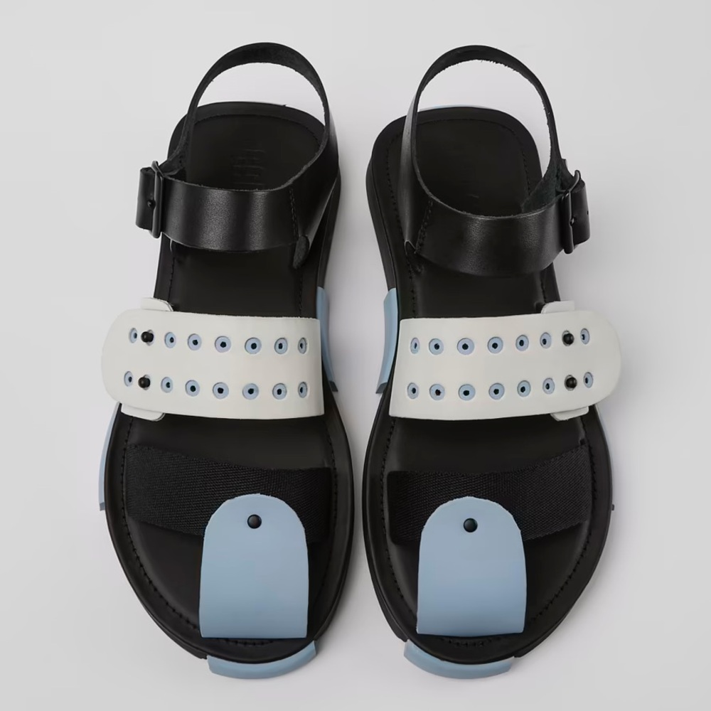CAMPER Black and white RECYCLED leather sandals for women SIZE 8